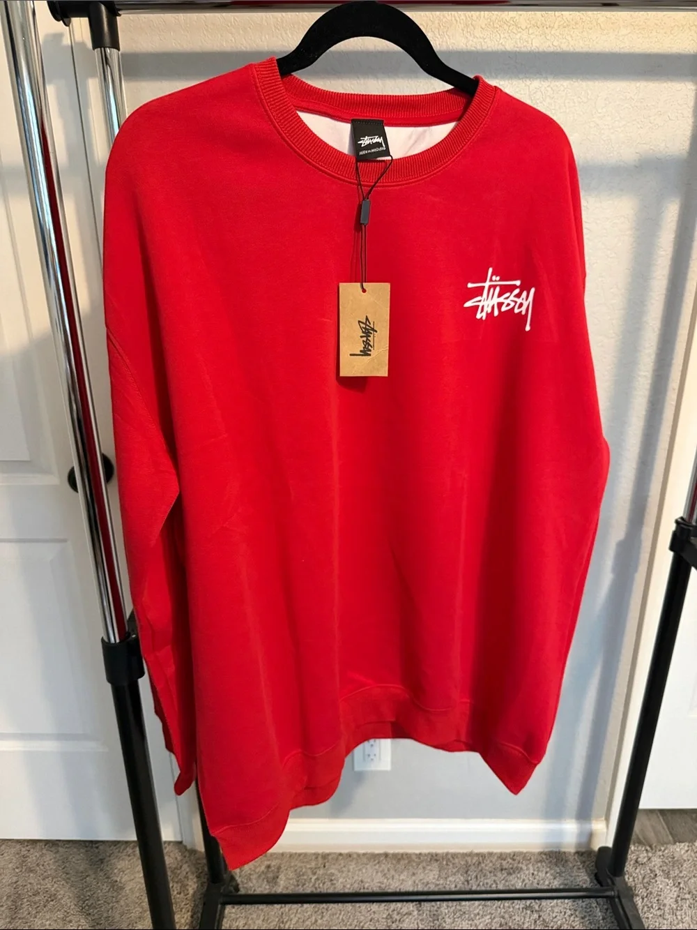 Red Crewneck with White Chest Logo